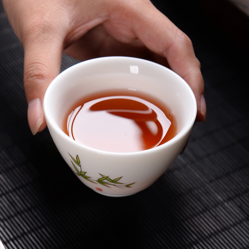 Fujian macro white porcelain bamboo suet jade kung fu tea cups manual personal master sample tea cup ceramic tea cups