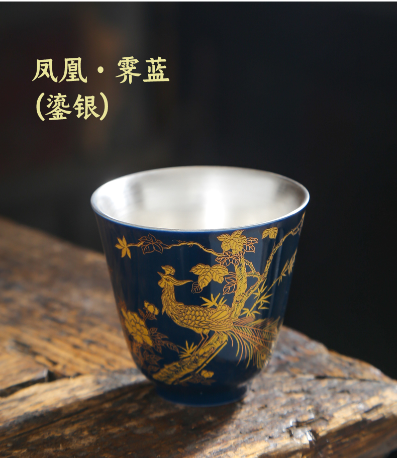 Ceramic tea tasted silver gilding master cup of blue and white, single CPU household kung fu tea tea cup single sample tea cup customization