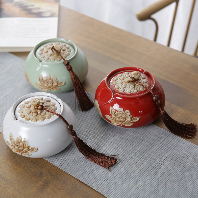 Household your up ceramic POTS pu - erh tea caddy fixings red glaze can seal as cans to wake kung fu tea tea tea POTS storehouse
