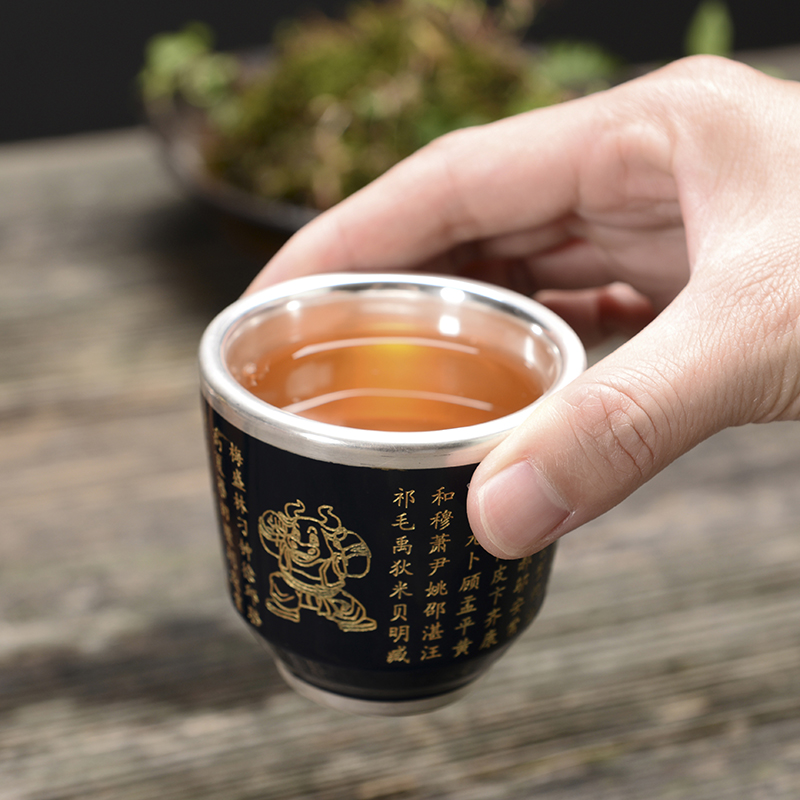 Ceramic cup 999 sterling silver cups household masters cup coppering. As silver violet arenaceous kung fu tea checking gift mugs