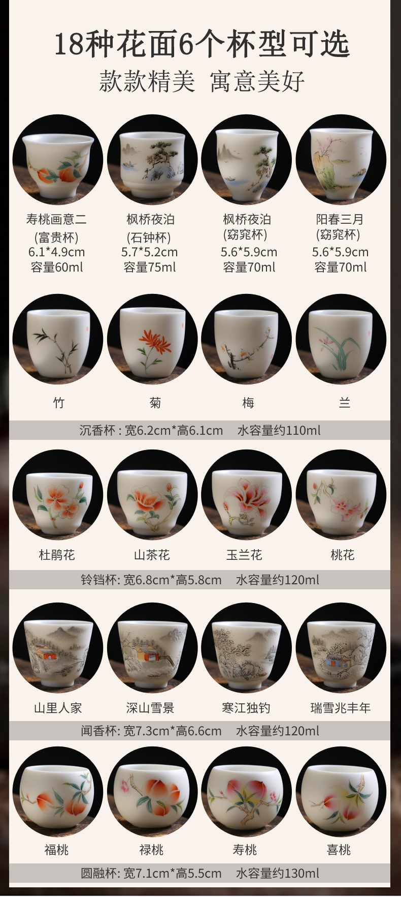 Hand - made master kung fu tea cup suet jade white porcelain single cup tea cups sample tea cup ceramic bowl tea set