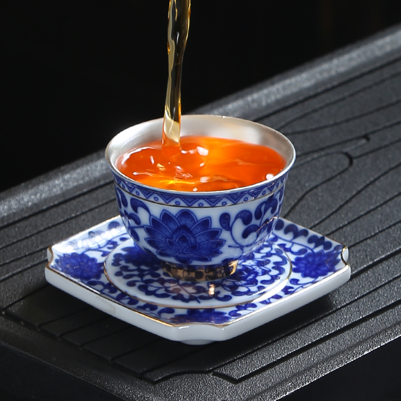 Blue and white porcelain ceramic cups kung fu noggin single CPU master cup tea sets tea bowl paint sample tea cup
