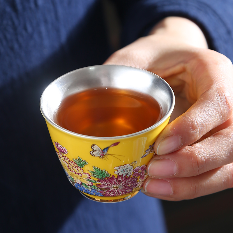 Tasted silver gilding ceramic kung fu tea set suit household sample tea cup master cup personal cup single cup cup tea accessories