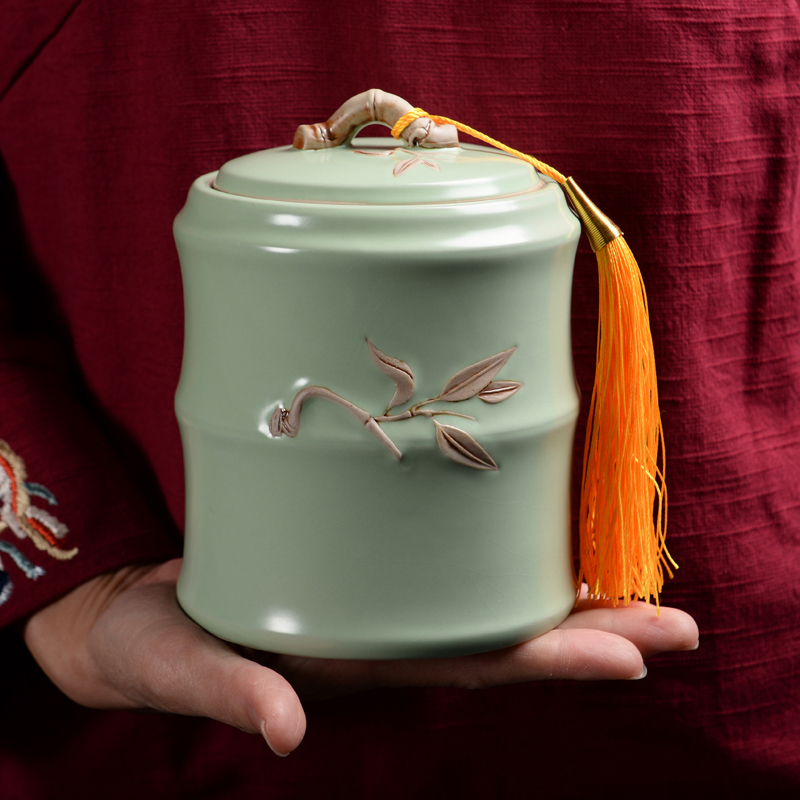 Your up sealing ceramic tea caddy fixings box travel warehouse storage tank pu 'er tea as cans of red glaze tea POTS