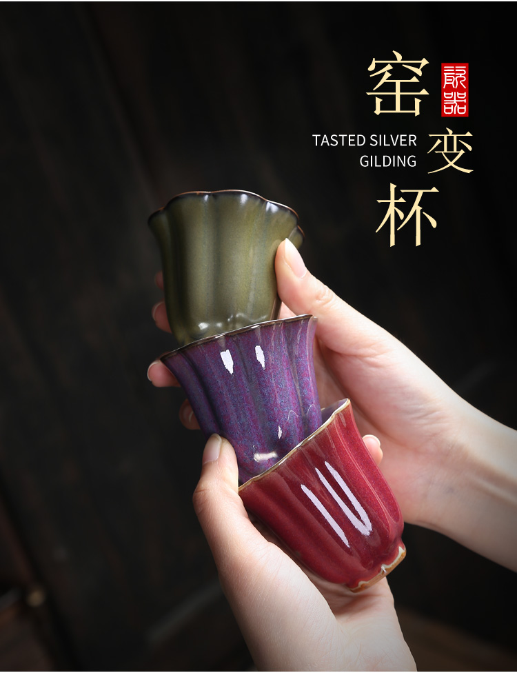 Tasted silver gilding ceramic gold sample tea cup 24 k pure gold cup question kung fu tea bowl master cup single CPU