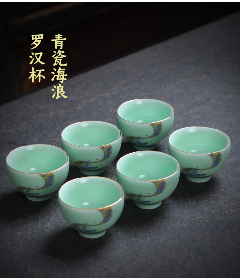 Ceramic cups kung fu noggin suit household use sample tea cup tea purple hat to master cup celadon