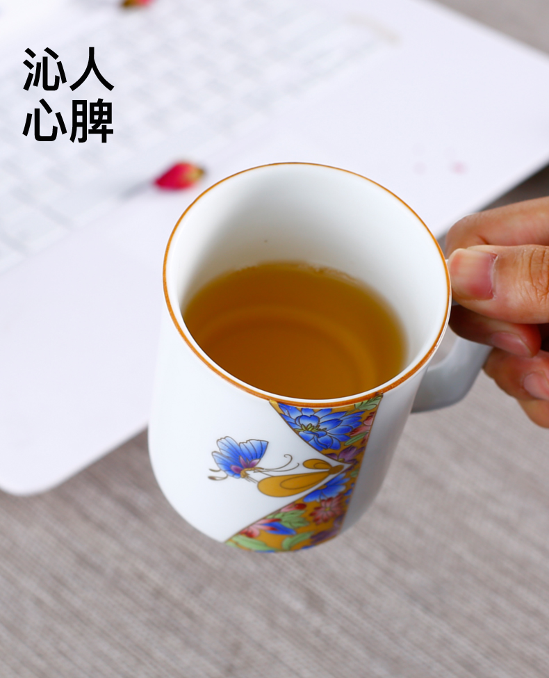 Celadon ceramics with cover large capacity filter separation tea tea cup cup portable personal office tea cups