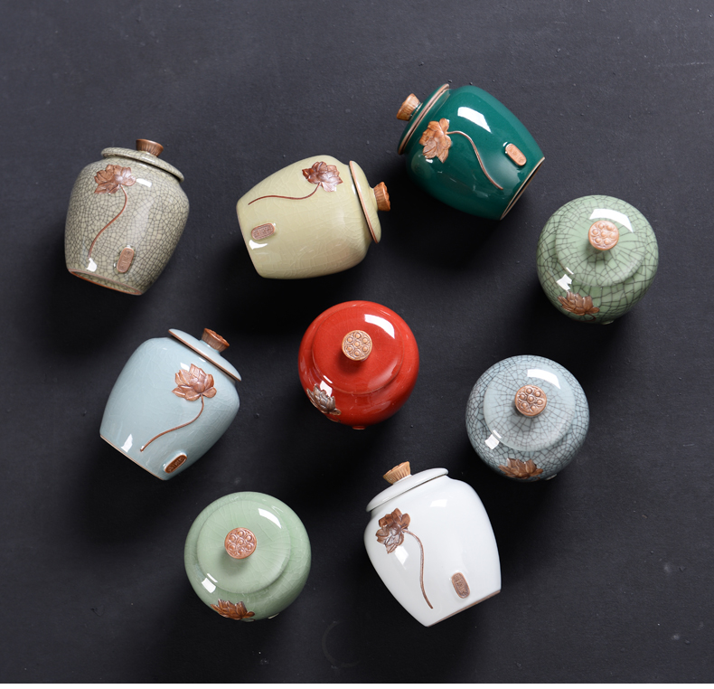 Elder brother up with ceramic purple sand tea caddy fixings seal storage canned tea pot pu 'er tea box box
