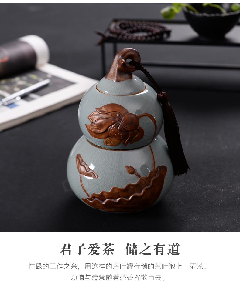 Elder brother up with ceramic your up with violet arenaceous caddy fixings gourd size coarse pottery seal storage tanks pu 'er tea boxes