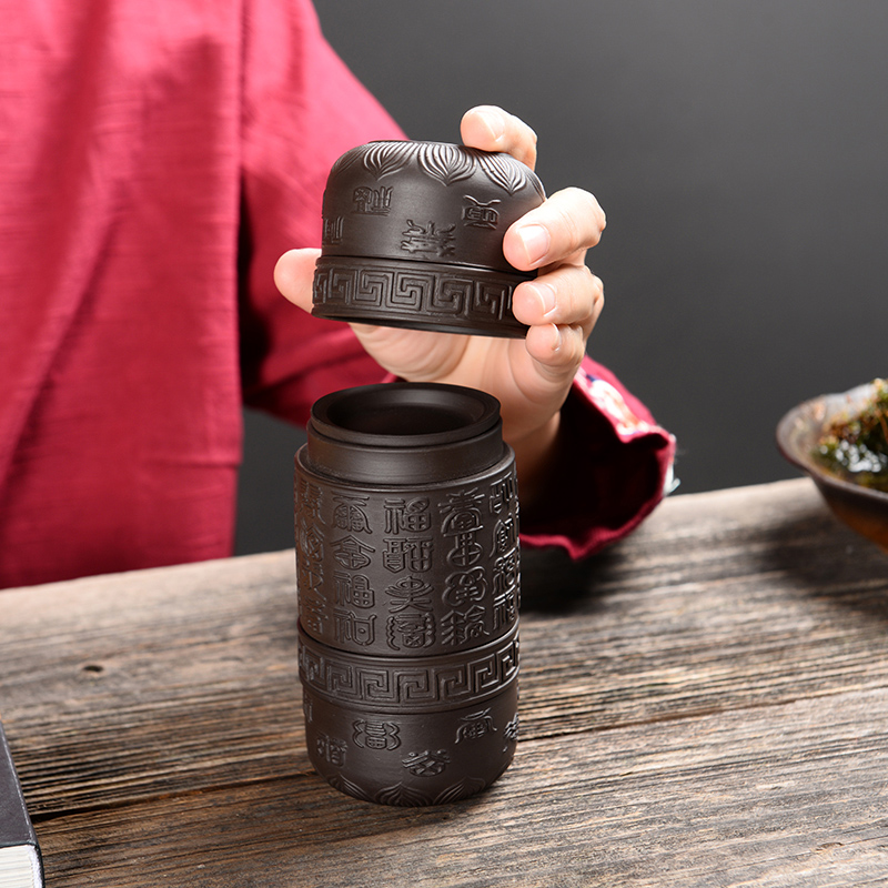 Travel to crack a cup of black tea suit portable package teapot with a pot of kung fu tea set four cups of tea cup