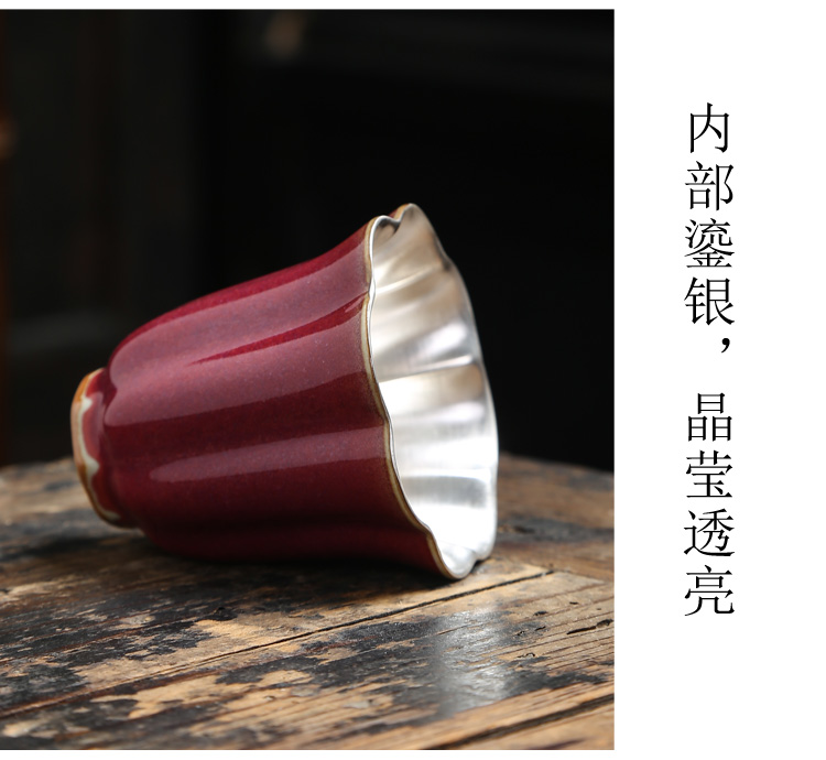 Tasted silver gilding ceramic gold sample tea cup 24 k pure gold cup question kung fu tea bowl master cup single CPU