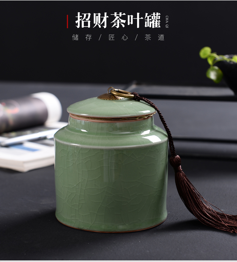 Elder brother up caddy fixings ceramic moistureproof pu 'er celadon tea sealed as cans of violet arenaceous caddy fixings tanks of household