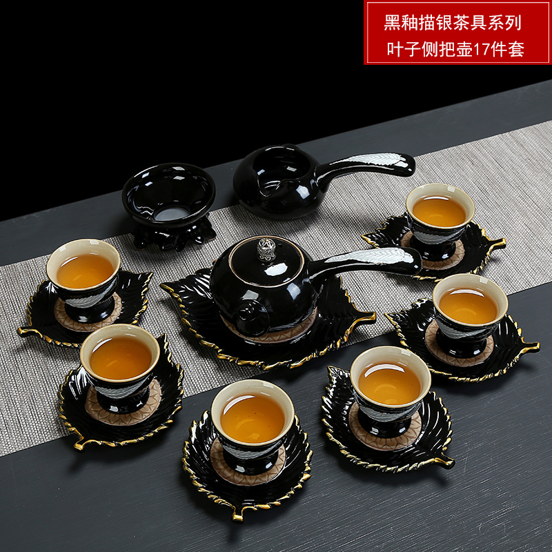 The see colour blue and white porcelain kung fu tea set coarse pottery semi - automatic hand a pot of tea tea set two cup mat accessories