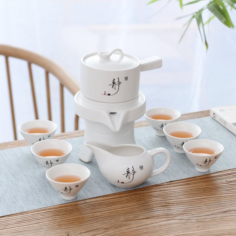 Tea set household contracted lazy half automatic creative Shi Mopan kung fu Tea, ceramic teapot teacup