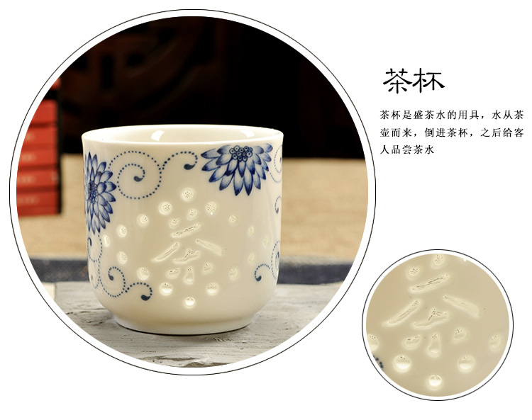 Exquisite tea sets suit of blue and white porcelain ceramic big pot cup of a complete set of kung fu tea tea cup teapot tea tea set