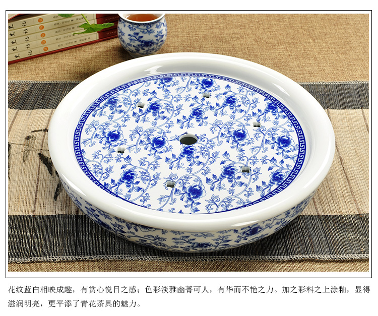 Fujian macros tea set ceramic prevent hot double CPU kung fu tea cup Chinese blue and white porcelain teapot household contracted