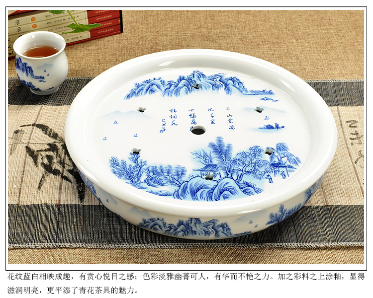 Fujian macros tea set ceramic prevent hot double CPU kung fu tea cup Chinese blue and white porcelain teapot household contracted