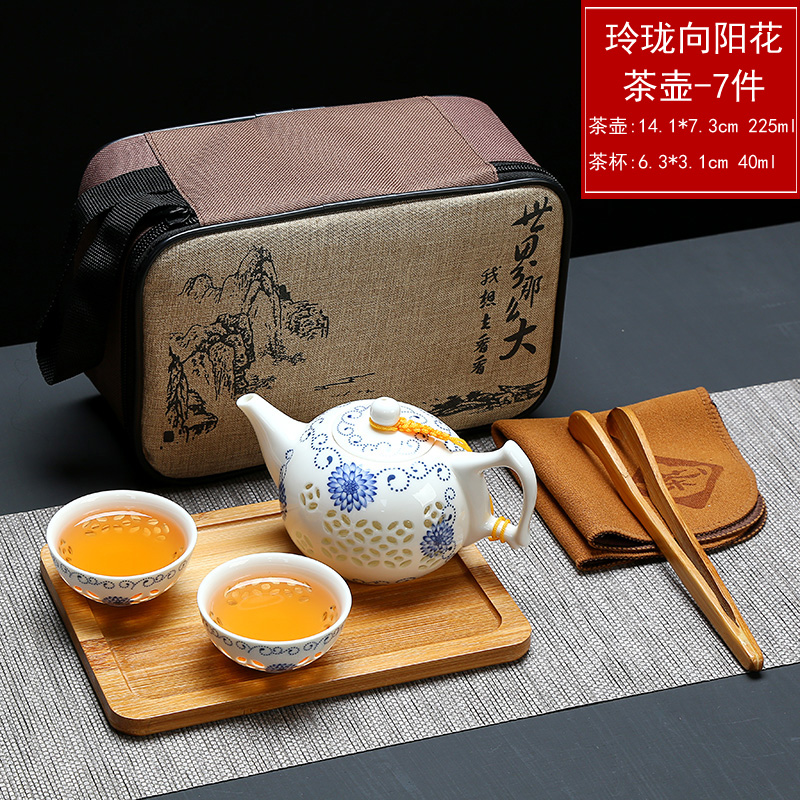 Teapot ceramic filter Teapot travel office small elegant tea set suit portable crack cup cup pot of tea tea set