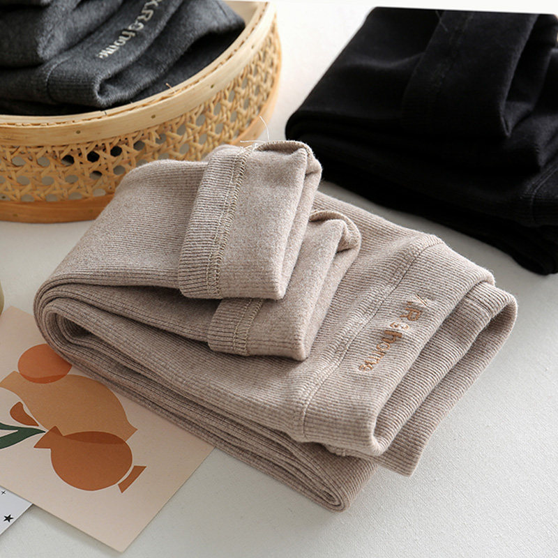 Child internal lap pants outside wearing spring-autumn thickened thread thin suede spring black pure cotton cannot afford ball high waist girl pants