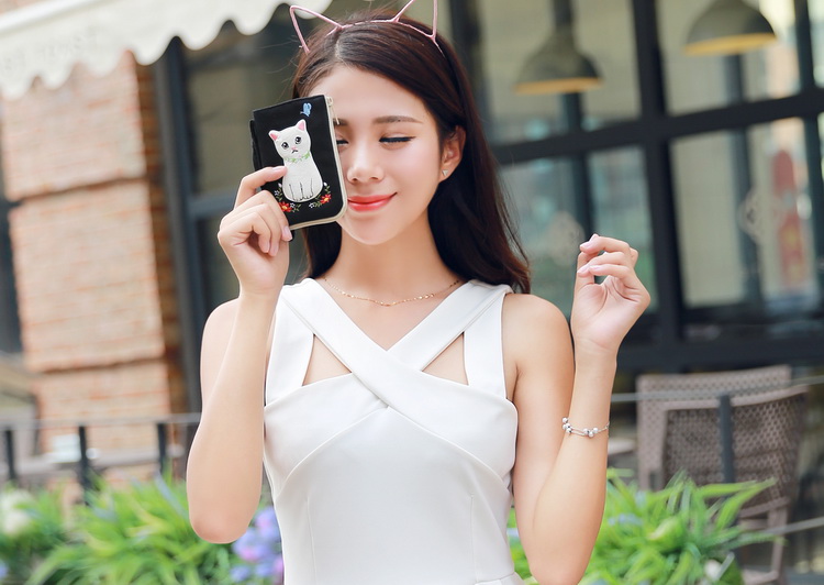 [Giải phóng mặt bằng] Nhật Bản minh họa mèo dễ thương đáng yêu mèo vải cotton đa chức năng túi xe ( ví móc chìa khóa nữ