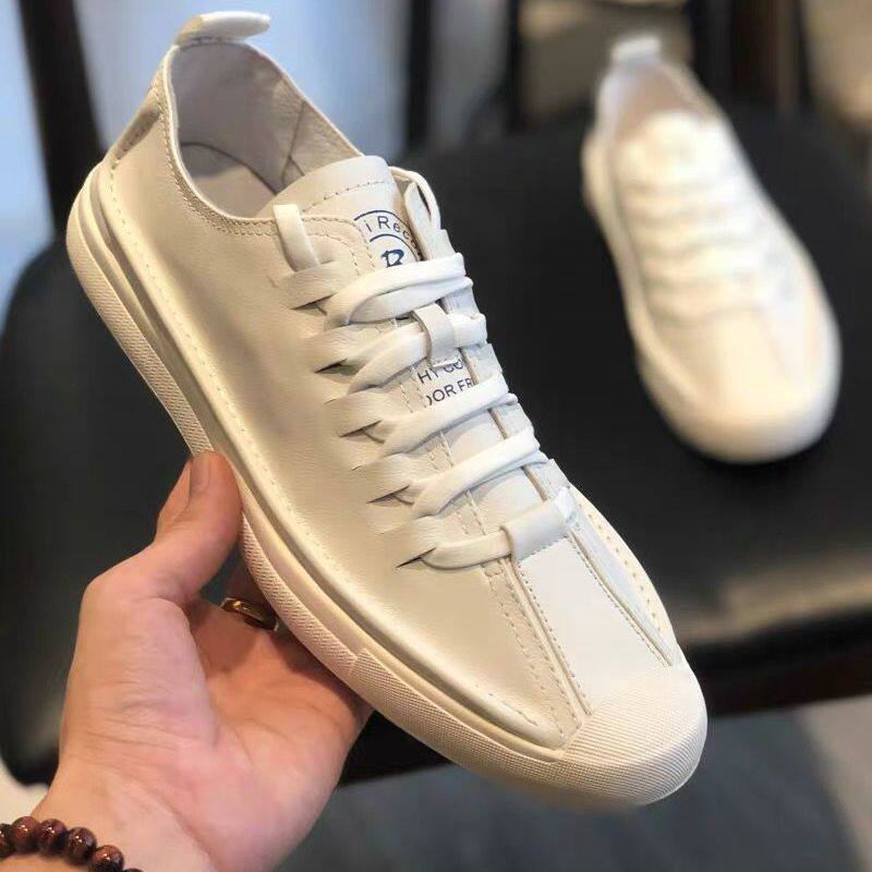 Leather men's shoes 2023 new small white shoes men's sneakers men's casual shoes Korean style trendy all-match black shoes