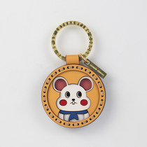 Cartoon Genuine Leather Handmade Custom Rat Car Key Clasp Zodiac Pendant Lettering Cute Girl Gift Idea