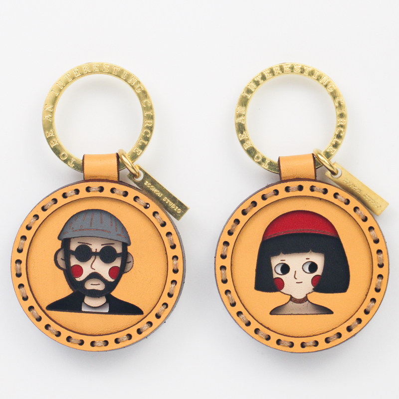 Cartoon handmade custom couple key buckle pair this killer not too cold car pendant DIY small crowdsourced gift