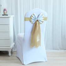 (Can be customized) Hotel banquet banquet requires no elastic chair back flower bow chair cover straps and ribbon decoration