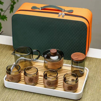 Kung fu glass teapot business event high-end box set outdoor portable tea set annual meeting customer gifts