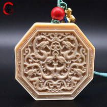 Tintin Beeswax Tintin Small yard Mammoth Tooth Pendant Shuanglong Birthday Buddha Peace Card for men and women