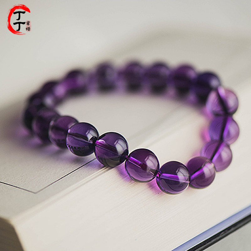 Natural Crystal Stone Super Seven-handed Purple Hair Crystal Strawberry Crystal Bracelet Three-wheel Backbone Recruit Peach Blossom Women's Super