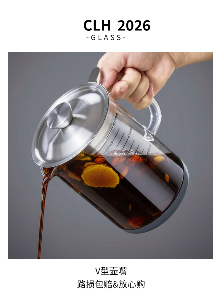 High Borosilicate Glass Decoction Pot for Boiling Traditional Chinese Medicine, Multifunctional Household Medicine-Making Filter Pot, Water Boiling Kettle, Traditional Chinese Medicine Health Pot