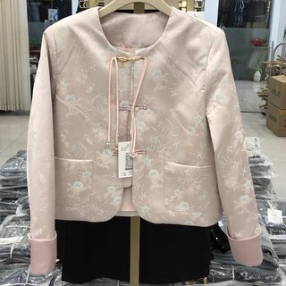 2024 new chinese style women's national style disc button jacquard short coat for women early spring new design unique temperament top