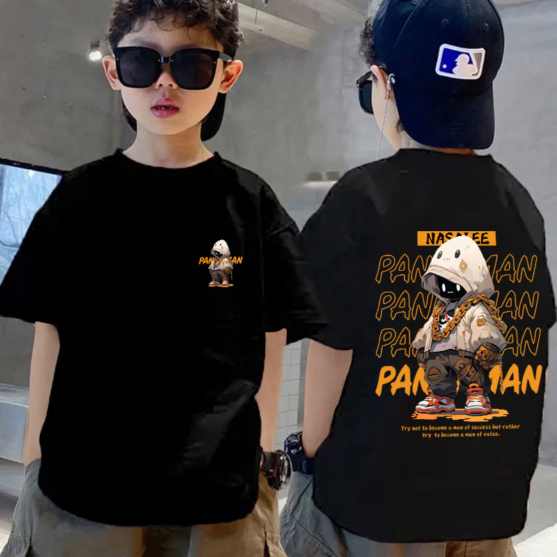 Boys' Short-Sleeved T-Shirt Summer 2026 New Pure Cotton Bear Children's Clothing Big Boy Half-Sleeved Children's Black Top Boys' Short-Sleeved T-Shirt Summer 2026 New Pure Cotton Bear Children's Clothing Big Boy Half-Sleeved Children's Black Top