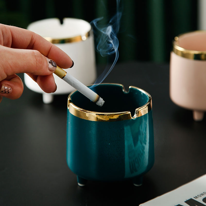 Emerald light key-2 luxury Nordic high - grade ceramic home sitting room ashtray and move trend in up phnom penh portable fly ash