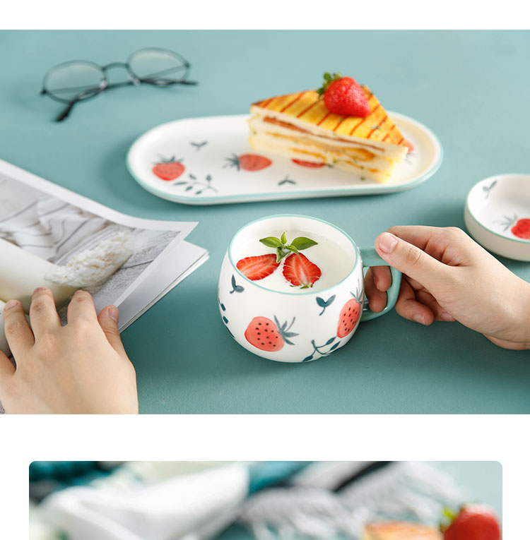 Japanese tableware feed one person household strawberry ceramic plate breakfast set bowl chopsticks single a delicate lovely children