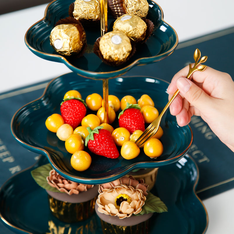 European light fruit bowl home sitting room key-2 luxury up phnom penh ceramic double layer cake plate of three the layers of afternoon tea dessert cutlery sets