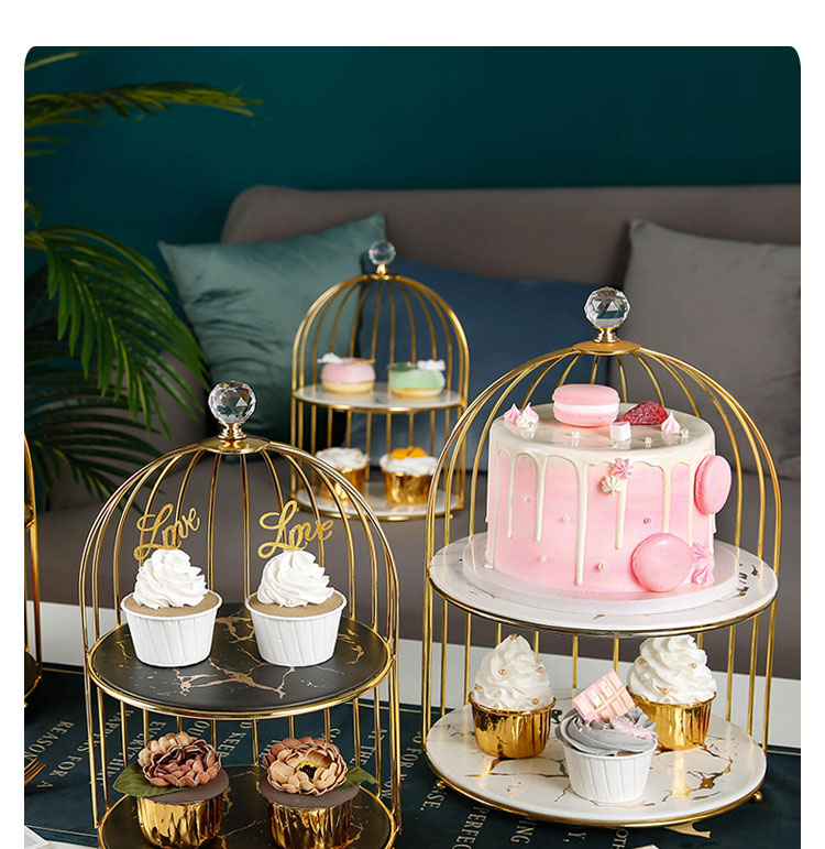 Creative dessert table furnishing articles show ceramic three layer tray was double heart cake cage shelf afternoon tea