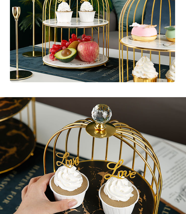 Creative dessert table furnishing articles show ceramic three - layer dessert tray was double heart cake afternoon tea shelf