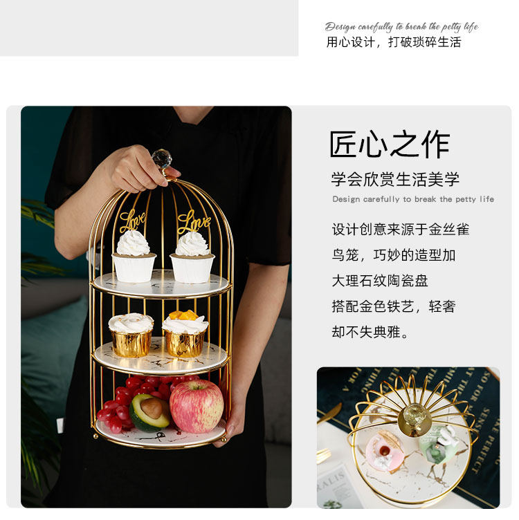 Creative dessert table furnishing articles show ceramic three layer tray was double heart cake cage shelf afternoon tea