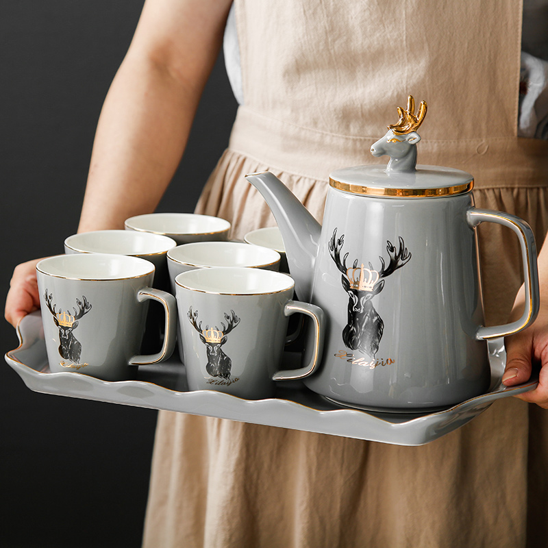 Nordic light key-2 luxury glass home outfit with tray was sitting room of a complete set of ceramic tea set tea tea table water cup