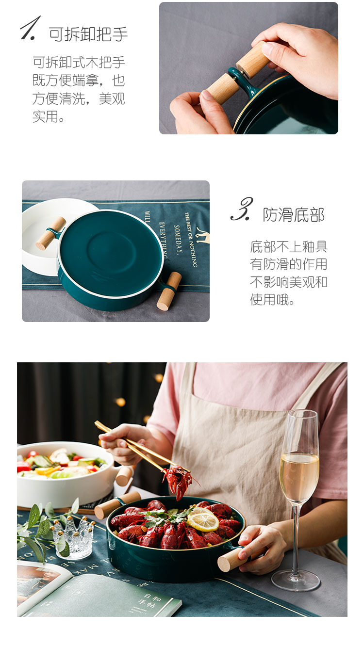 Creative ears ins western soup plate plate deep dish of household food plate small never soup pot ceramic fruit salad plate