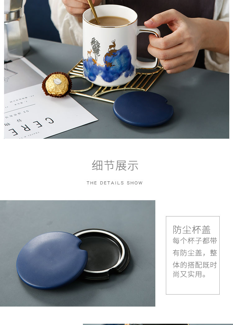 Ceramic keller Nordic ins with cover picking teaspoons of creative move trend Christmas cup a coffee cup