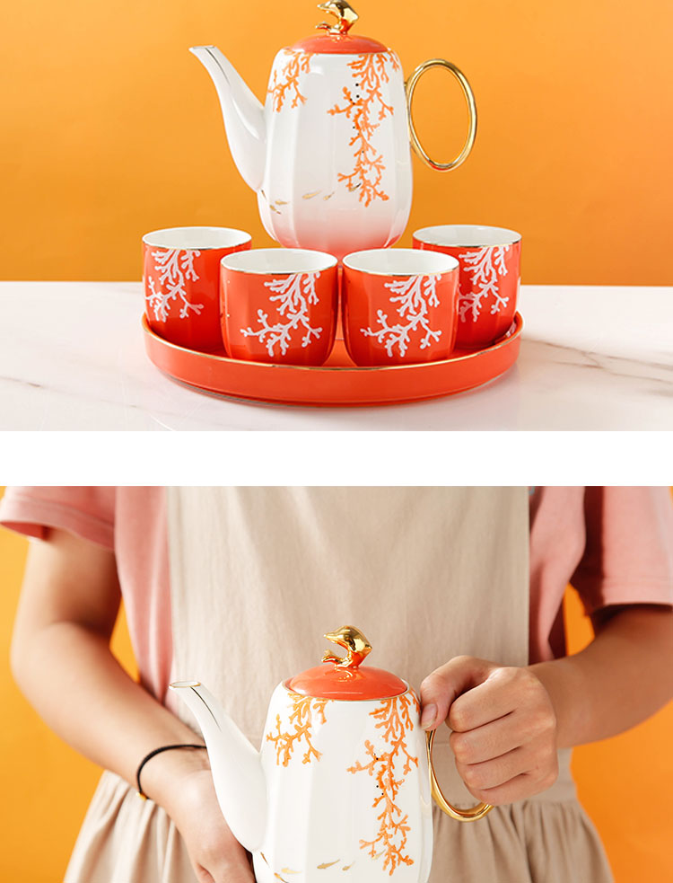 Nordic tea sets tea cup teapot home sitting room is contracted and I ceramic tea cup of a complete set of the tray