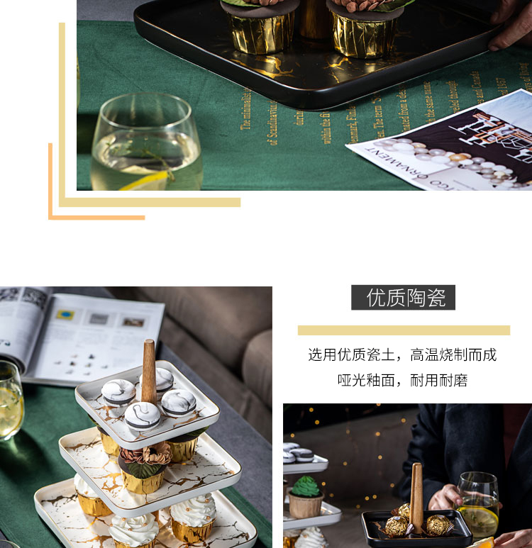 Three the layers of fruit bowl boreal Europe style living room home double ceramic afternoon tea cake heart snack tray