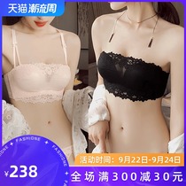 The new comfortable strapless underwear gathers non-slip upper support small chest tube bra no steel ring bra set women