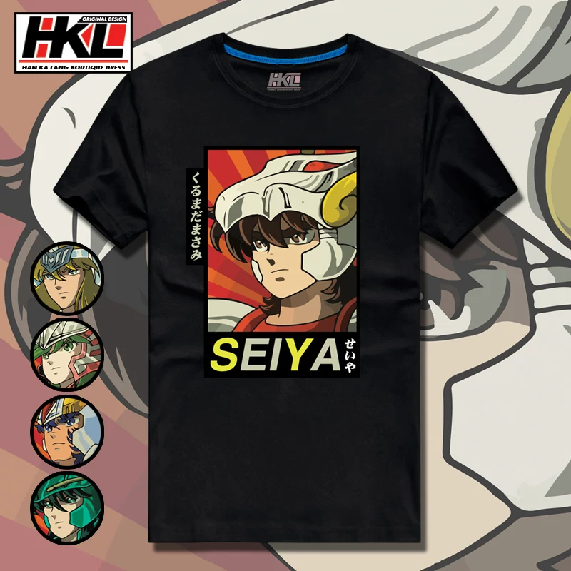Китайский бренд Saint Seiya совместные футболки с короткими рукавами для мужчин и женщин Ikki Purple Dragon Glacier, стильный бренд, круглый вырез, чистый хлопок