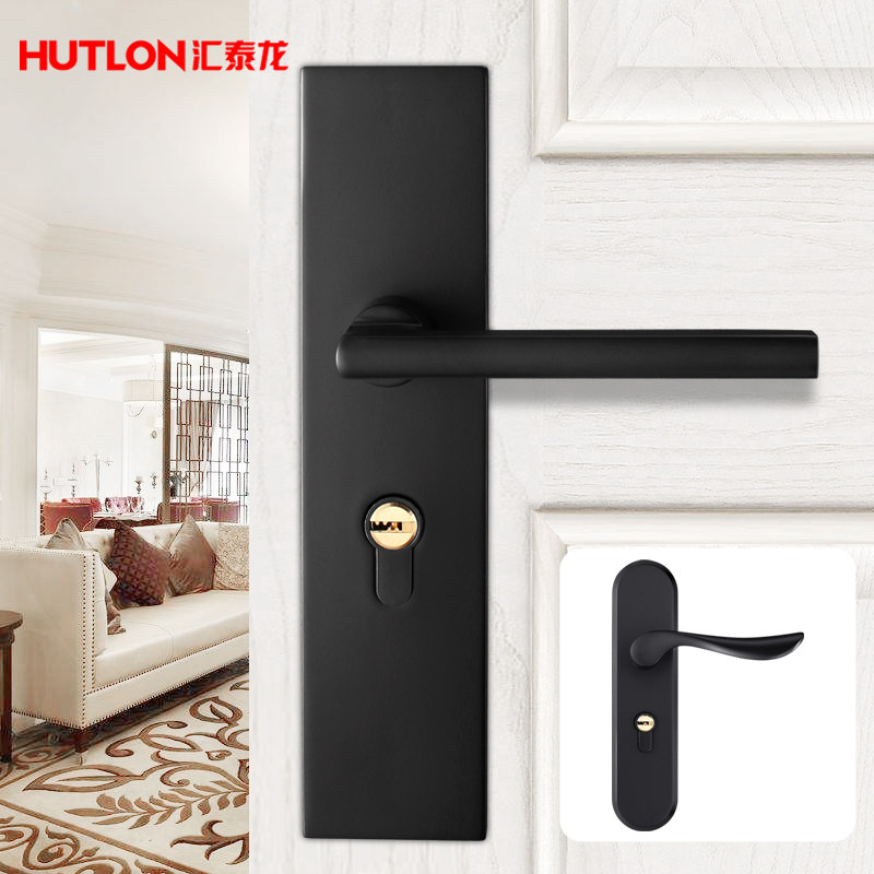 Huitai Dragon Door Lock Indoor Bedroom Door Lock American Black Solid Wood Door Handle Home Mute Door Lock 732020