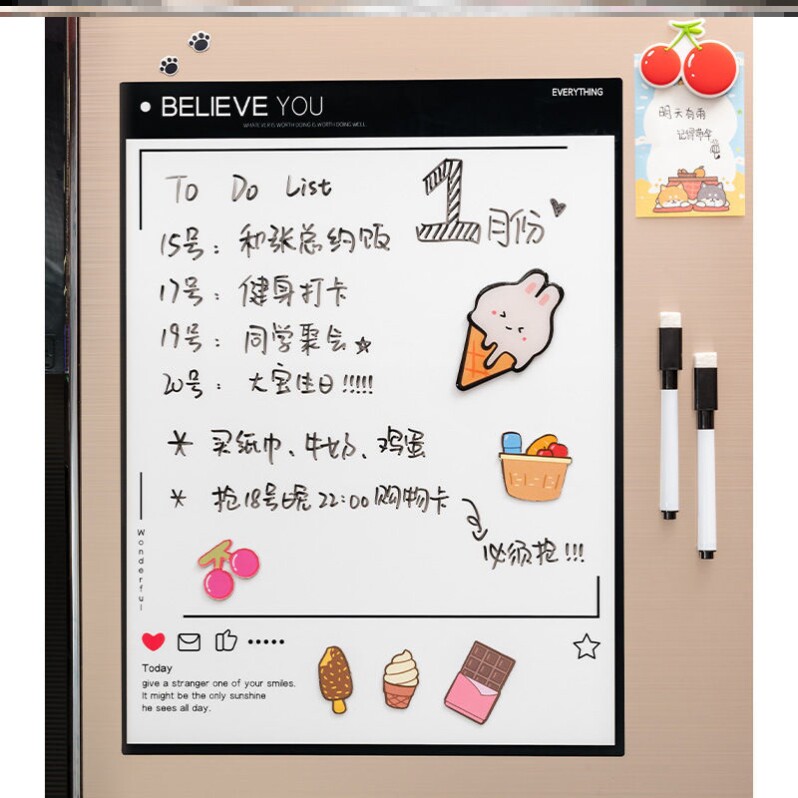 Magnetic Refrigerator Stickup Magnetic note Plate Erasable write kitchen Home Student memo Tips Remain message board writing board-Taobao