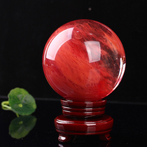 Red crystal ball ornaments lucky head natural red crystal ball living room dribbling ball opening gift feng shui ball